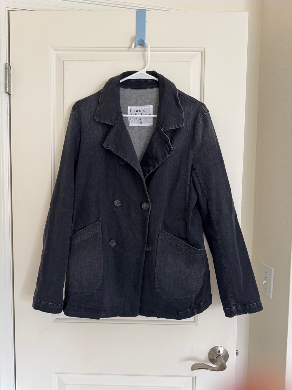 Frank & Eileen women’s Black Double-Breasted Cotton Peacoat 🖤🖤🖤